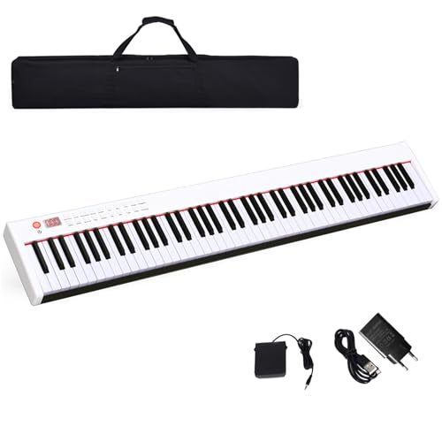 Pianoforte Digitale 88 Tasti KOMFOTTEU | 380 Suoni 128 Ritmi Con Pedale E Borsa Bianco
