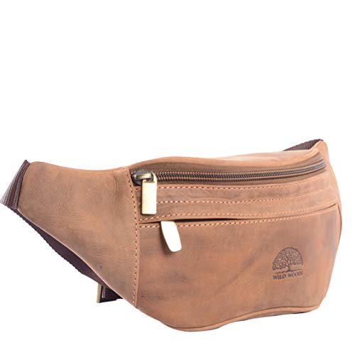 WILD WOODS® Heuptas, echt leer, heuptas, uniseks, Medium Bruin/Vintage, L x H x T (cm) = 24.0 x 11.0 x 7.0, Schoudertas - Image 3