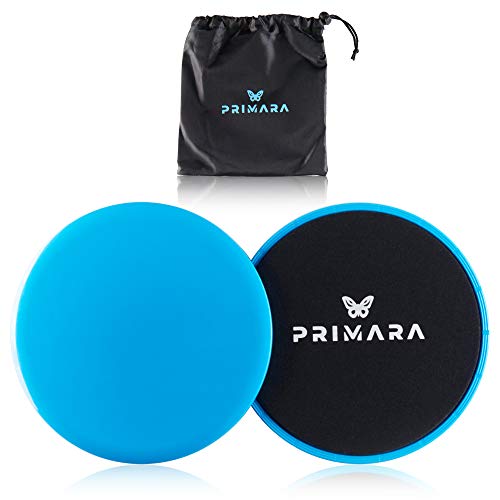 Primara Core Sliders  2 Pack Dual Sided Exercise Sliders Fitness Discs for Abdominal Back Hip & Leg Exercises - Ab Gliders with Carrying Bag & Manual  Full Body Workout Equipment for Home Gym
