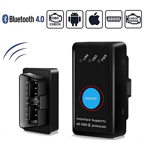 GeekerChip OBD2 Bluetooth 4.0,Escáner de Diagnóstico de Coche con Fuerte Compatibilidad,Via Bluetooth Conexión iOS, Android,Windows & Symbian Equipos-Adecuado para la Mayoría de los Coches