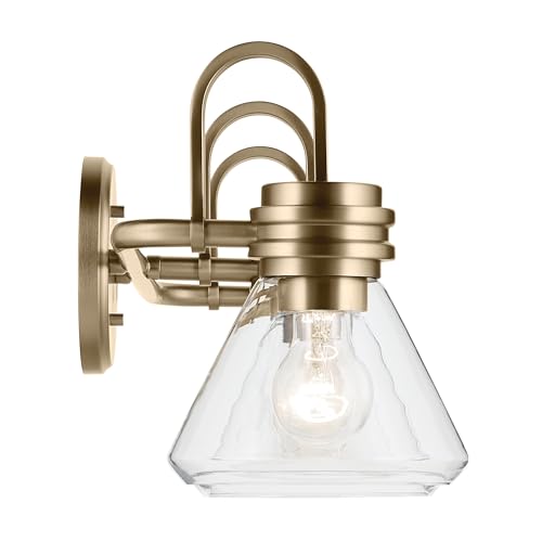 Image of Kichler Farum 26 inch 3-Light Bathroom Vanity Light Fixture with Clear Glass in Champagne Bronze for Over Mirror, Modern Wall Mount Lighting (26 inch W x 9.5 inch H), 55155CPZCLR