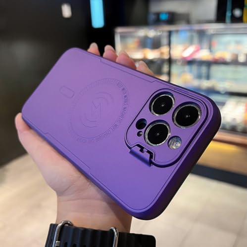Étui magnétique iPhone 14 Pro Max antichoc housse de protection violette avec support de charge