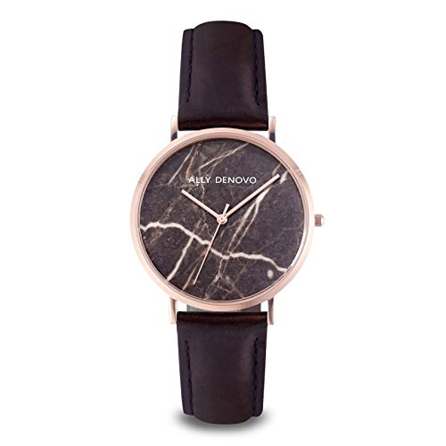 Montre Carrara Marble pour femme avec bracelet en cuir rose
