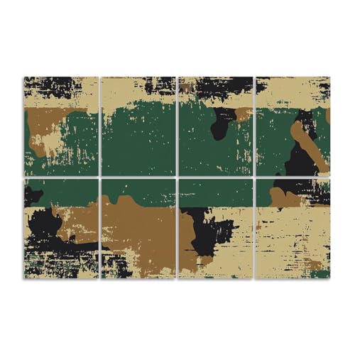 8 Pack Paneles Acústicos Decorativos Absorbentes de Sonido Beige Camuflaje Bosque Patrón Verde con Manchas Negras y Parches Marrones para Estudios de Grabación Oficina 48"x32" miniatura 1
