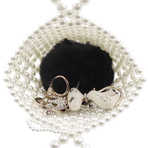 Image of Girls White Beaded Pearl Handbag Purse Vintage Pearl Clutch Pearl Bag Pearl Wrislet Mini Evening Bag for Party Wedding