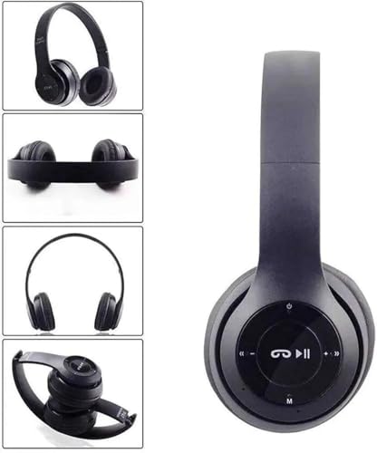 Image of Wireless Bluetooth Headphones with AUX Support | Comfortable Ear Pads | Over-Ear Foldable Headset with Mic | Compatible with Mobile, Laptop, Tablet | Black