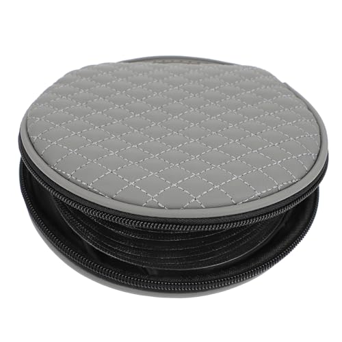 PU CD Storage Bag: Portable DVD Case - Zipper CD Case Holder for Car Home Travel Grey 6.68X6.29X1.30inch