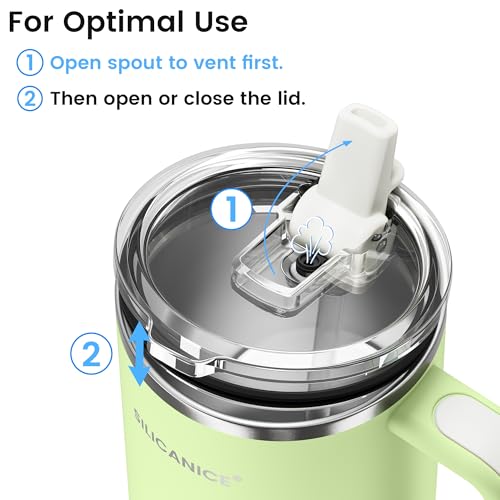 Image of For Travel & Gym - Never Drink from a Moldy Lid Again: 30oz Hygienic Tumbler, 100% Leakproof Lid & Removable Foldable Spout. Reinforced Base, Fits Cup Holders- Key Lime