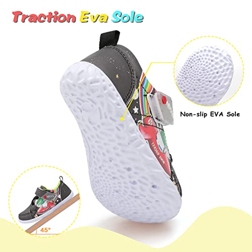 Qfh Toddler Sneakers For Boys And Girls Cartoon Dual Hook And Loops Sneakers Baby Shoes Shark Black 6.5-7 Toddler #TOP2