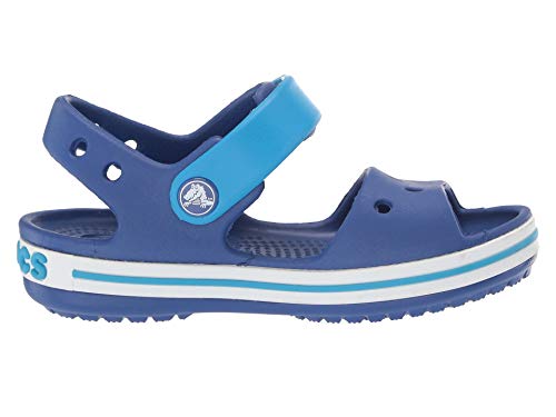 Crocs Crocband Sandals, Unisex-Kids Sandals, Lightweight and with Secure Fit, in Cerulean Blue/Ocean Strap and Stripe Detail, Size C12 UK - Image 5