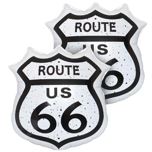 Route 66 Sign Balloons/Route 66 Decor/Vintage Traffic Race Car Themed Balloons/Garage Street Road Signs Country Room Decor/Road Trip Party Decorations/First Lap Around The Track Birthday Decorations