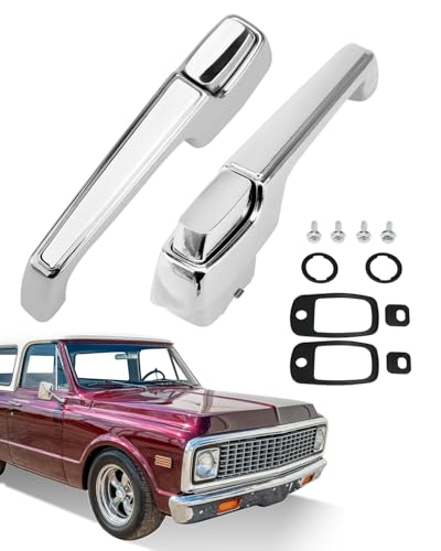 Metal Outside Door Handles (Pair), Compatible with 1967-1972 Chevy C/K 10 20 30, GMC C/K 15 25 35 1500 2500 3500 Pickup Jimmy Blazer, Chrome Exterior Front Left & Right Side, Replace# ‎3927895 3927899