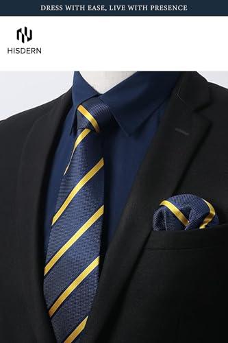 Image of HISDERN Mens Dress Shirt with Tie Pocket Square Set Classic Button Down Shirt Matching Tie Long Sleeve Shirts
