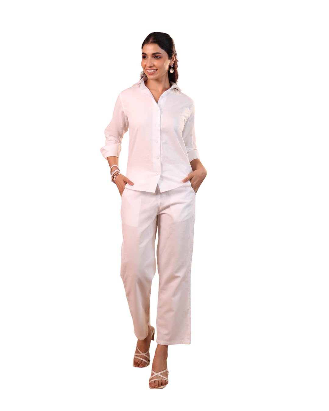 RANGRIKA.in Co-Ord Set for Women | Korean Style Summer Outfit | Casual Long Shirt & Pant Set | Stylish Streetwear, Travel & Vacation Wear | Trendy Top Bottom Set | 3/4 Sleeve-image-24