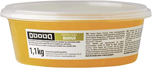 Oboba Popping Boba, gefüllte Fruchtperlen für Bubble Tea mit Mangogeschmack, 1 x 1,1 kg