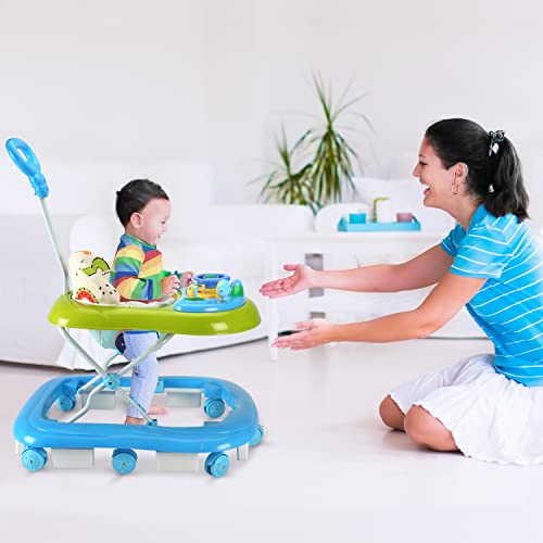 Image of LuvLap Sunshine Baby Walker with Parental Push Handle, Anti Fall, Anti Skid Mechanism, Height Adjustable with Light, Rattle & Music Toys, Cushioned Walker for Baby 6-18months (Blue)