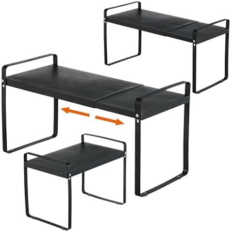 Aertiavty 3 Pack Expandable Cabinet Shelf Organizer Kitchen Shelf Riser Stackable Pantry Shelves Kitchen Organizers Cover