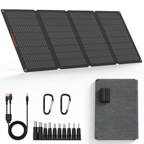 50W Portable Solar Panels,Foldable Solar Panel Charger IP68 Waterproof with USB-A and USB-C Ports DC 18V Output for Small Power Station Outdoor Camping RV Trip