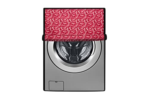 Image of Stylista Washing Machine Cover Compatible for IFB Senator Smart 8 Kg Front-Load Frieze Pattern Red