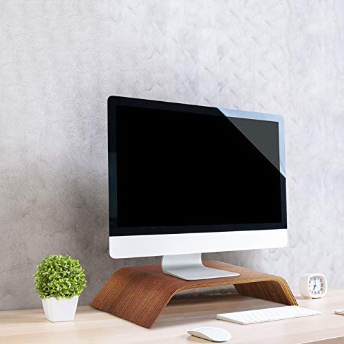 Samdi Monitor Stand Desktop Computer Heighen Universal Wooden Stand Dock Holder Display Bracket For Imac Pc Notebook Laptop (Walnut Color) #TOP5