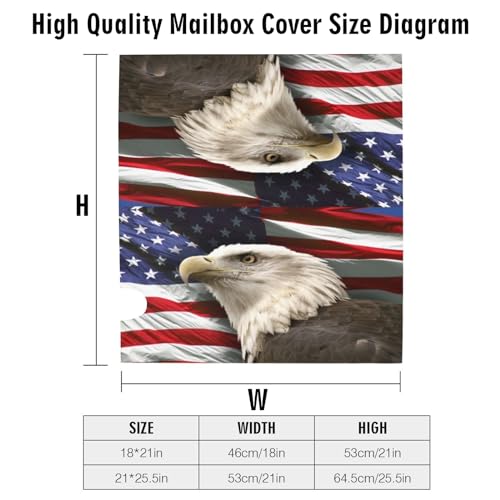 Image of Independence Day American Eagle Flag Mailbox Covers, 4th of July Magnetic Outdoor Decorations Mailbox Wraps Post Letter Box Cover for Garden Decor Larger Size 25.5x21 in