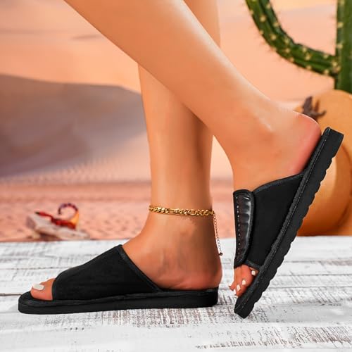 House Slippers for Women Open Toe Indoor Comfortable Washable Casual Slippers Breathable Soft Slip On Slides Sandals for Hotel Home Bedroom Travel Holiday Beach Spa Slipper4