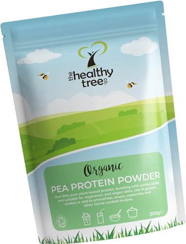 Organic Pea Protein Powder - European Vegan Protein Powder by TheHealthyTree Company for Muscle Growth & Recovery - Non-GMO, Keto and Gluten-Free - Natural Unflavoured Pea Protein (300g)