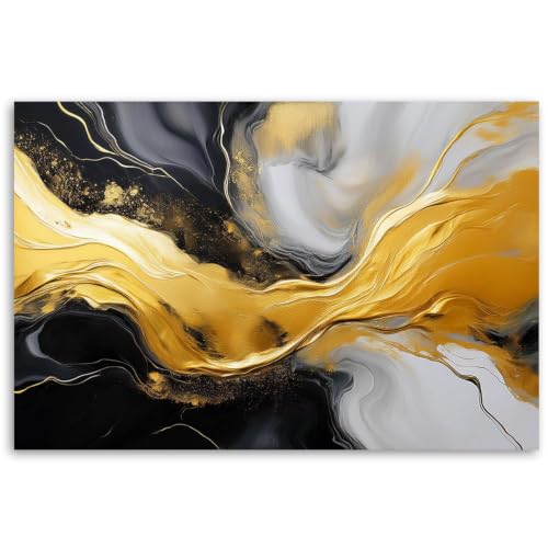 Lienzo abstracto de mármol para salón moderno, poster BOSKMS decorativo blanco y negro de 50x70cm