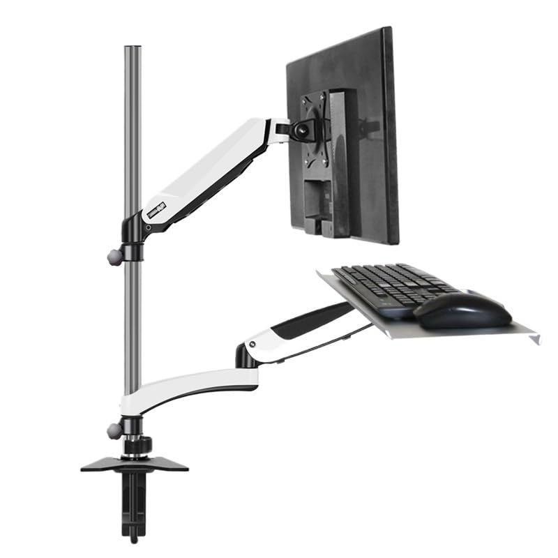 Support moniteur de bureau mural version industrielle avec support clavier souris rotatif