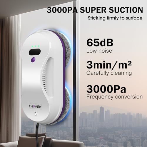 CHOVERY CL-2 Fensterputzroboter, der Fensterputzroboter Fenster Roboter mit Fernbedienung, automatischer Fensterputzer, Fensterreiniger Roboter, Glasreinigungsroboter, 3000 Pa Fenstersauger