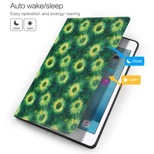 Housse iPad 10.2 compatible iPad 9e 8e 7e génération support folio vert abstrait