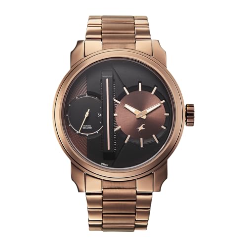Image of Fastrack Pulse IV with Brown Dial Brown Stainless Steel Strap Watch for Men - 3341QM01