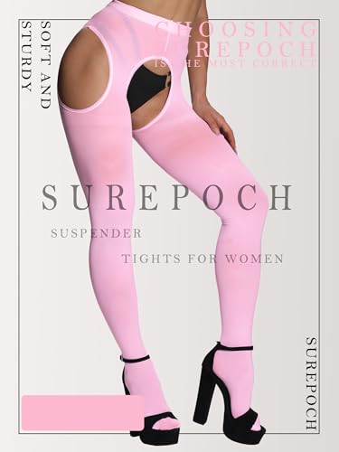 Image of SUREPOCH Suspender Tights for Women Plus Size Garter Belt White Control Top Pantyhose