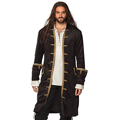 Boland - Chaqueta pirata para hombre, negra y dorada, chaqueta