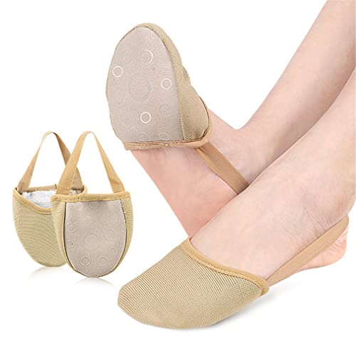 Ballet Dance Shoes Toe Pads, 1 Pair Elastic Toe Pouches Pad Soft Toe Cap Cover Toe Protectors, Anti-Slip Half Sole Ballet Pointe Shoes Socks Half Toe Shoe Sole Socks for Women Men Girls Boys