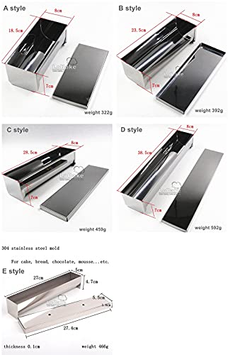 5 Styles Long Design Half Round Sylinder Shape Stainless Steel Bread Mold Metal Cake Mould Toast Box Loaf Pan Tin Diy Bakeware (18.5Cm) #TOP5