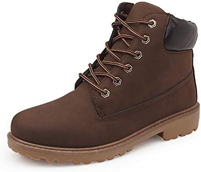 Women's Brown Waterproof Work Hiking Ankle Boots Non Slip Lightweight Outdoor Combat Boots for Trekking Walking Snow Winter