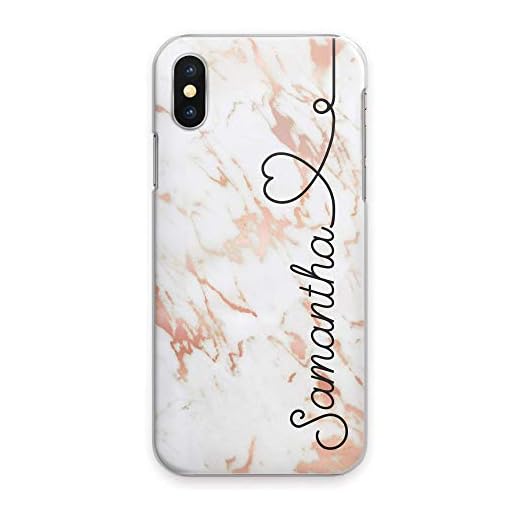 Personligt hjärta sida namn telefonfodral persika marmor effekt hårt skal för Sony Xperia L1 (2017)