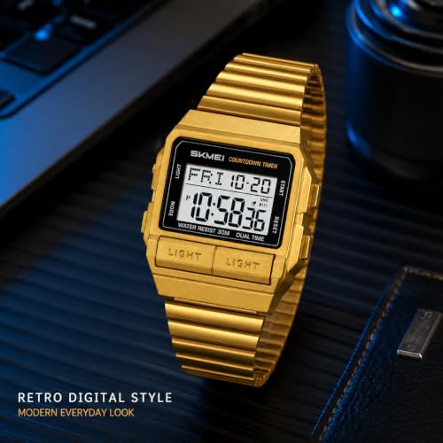 Image of MASTOP Retro Digital Watch for Men Vintage with Multi-Function & Stylish Design for Daily & Outdoor Use