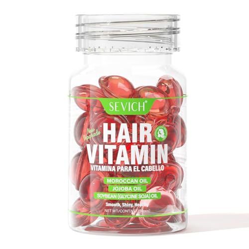 SEVICH Red Intensive Repair Capsules - Moroccan Oil & Jojoba Duo | Color-Lock Technology for Dyed Hair | Anti-Frizz Hair Serum Capsules (30 Count)