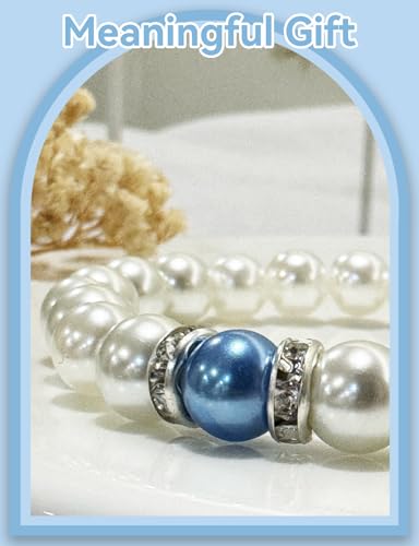 Something Blue Gift for Bride, Bridal Shower Gifts for Bride to be White Pearl Bracelet, Meaningful Gift Card Party Wedding Accessories4