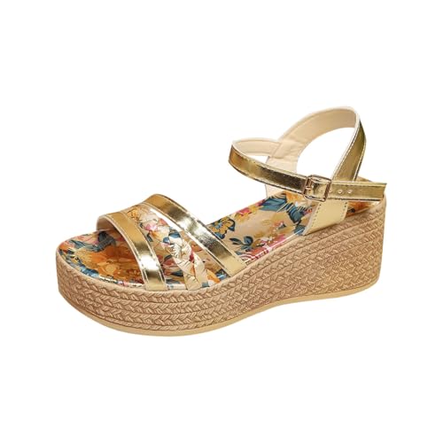 Sandales talon compensé femme confortables bout ouvert chaussures plage