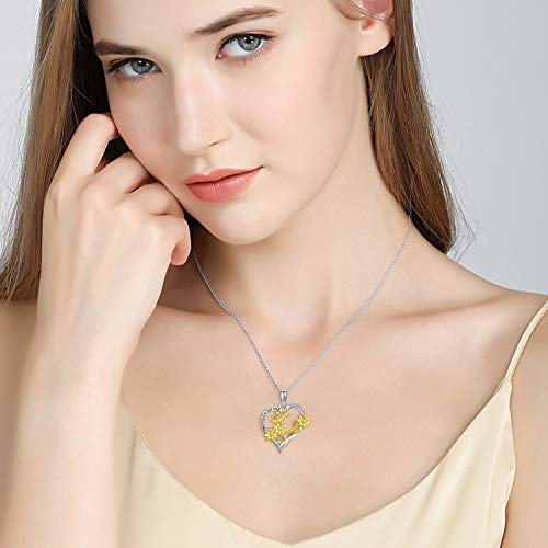PYTALI Sunflower Necklace for Women Always in My Heart 925 Sterling Silver Sunflower Heart Pendant You are My Sunshine Necklace for Birthday Anniversary Christmas - Image 4