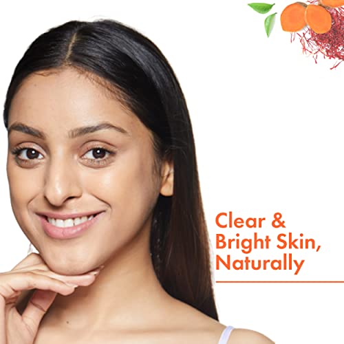 Image of Good Vibes Ubtan Insta Glow Face Scrub, 50 g | Brightening, Detoxifying & Nourishing Gentle Exfoliator For All Skin Types | With Turmeric, Saffron, Vitamin B3 | No Parabens, Sulphates & Mineral Oil