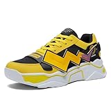  Xinghuanhua Zapatillas de deporte para hombre y mujer, cómodas, transpirables, ligeras, para correr, tenis, fitness, correr, caminar, correr por carretera, talla 35-45, amarillo, 42 EU