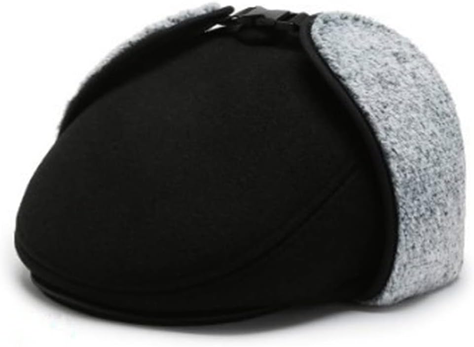 Winter Adult Men's Thermal Earmuffs Hat Warm Thick Fluff Bomber Hats for Men Ear Protection Windproof Ski Caps(E,55-56CM)