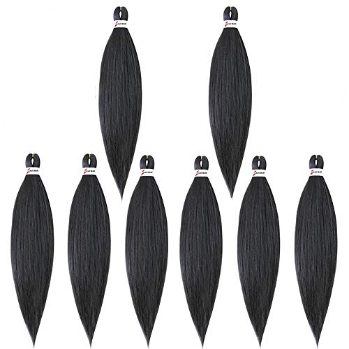 MYCHANSON 8Pcs Pre-Stretched Braiding Hair Professional Pre-Stretched Braids hair Itch Free Braiding Hair Yaki Synthetic fiber Hair Braids for Women 20"(1#)