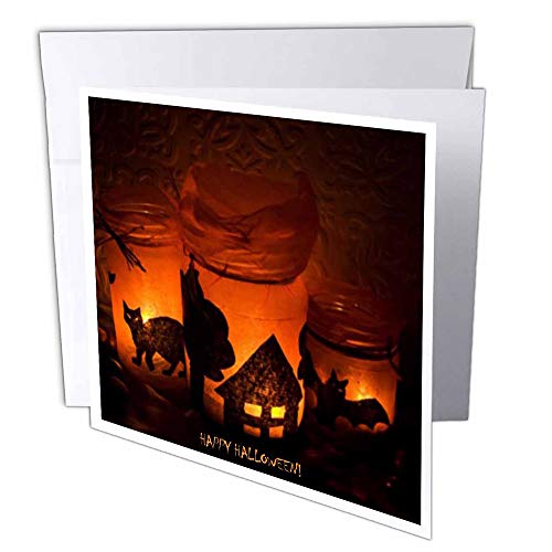 Halloween chat maison et bat luminaries carte pour éviter les mails