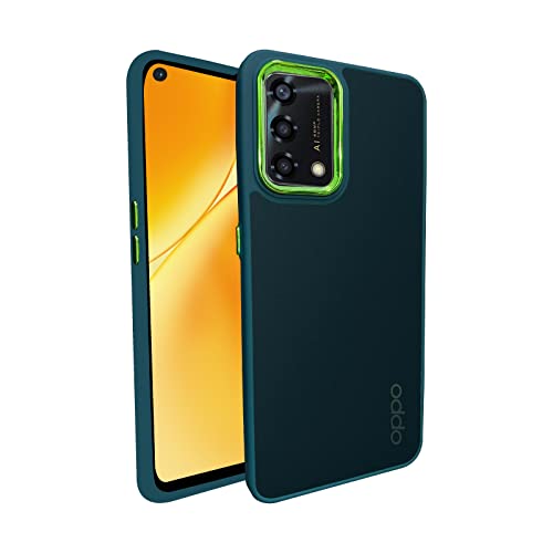 Image of A rtistque Frosted Translucent Back Cover Case for Oppo F19 / F19s | Electroplated Chrome Ring | Raised Camera Edges for Protection | Smooth Sides TPU - Green