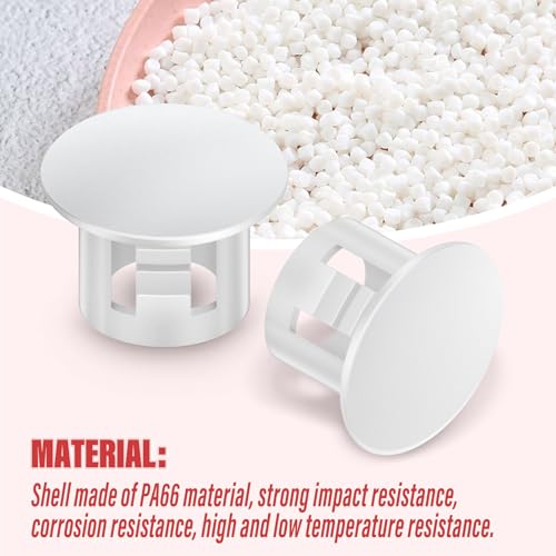 Image of 300PCS 1 /4 inch Plastic Plugs Hole, White Round PA66 Plug Furniture Hole Decorative Cover
